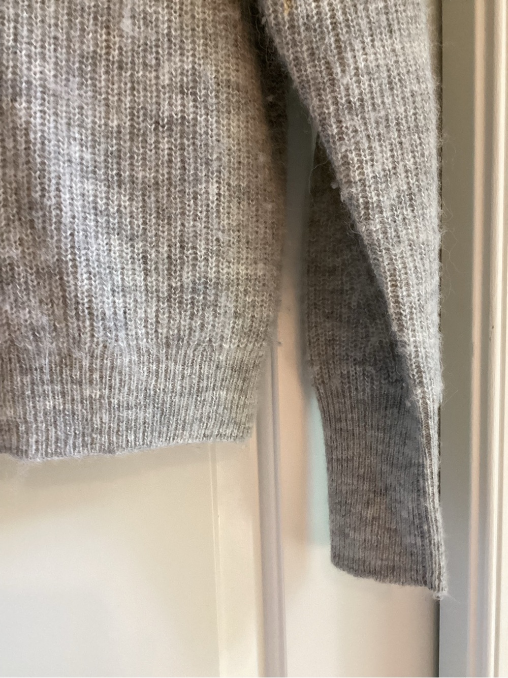 J. Crew Light Gray Cropped V-Neck Button-Front Ribbed Cardigan - Picture 5 of 8